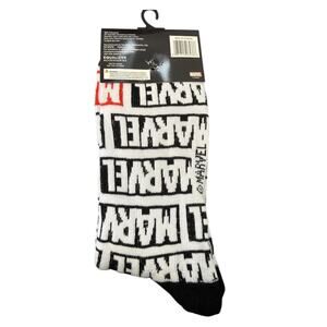 Marvel White Black Red Crew Socks Size 9-13